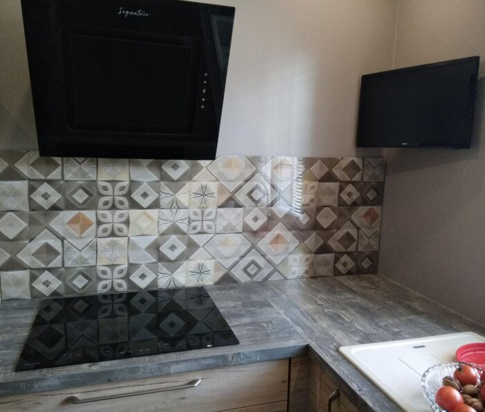 Pose - Crédence motif carreaux de ciment